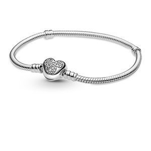 🌟 Disney Pandora Moments Mickey Mouse Heart Clasp Snake Chain Bracelet